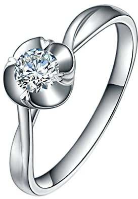 Tolldek Echt Gold Solitärring 950 Platinum, 0.2ct Labor Erstellt Diamant Ring Ehering Blumen Herz 950 Platin, Echtes Gold Kollektion, Gr.51 (16.2)