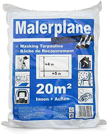 VEPATIM 2 Abdeckplane Malerplane Schutz für Innen- und Aussenbereich extra stark 4 x 5 m
