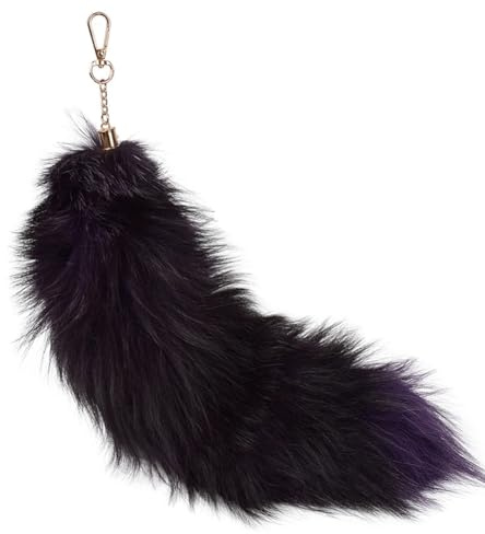 GreatRise Kunstfell Fuchsschwanz Anhänger Flauschiger Foxtail Anhänger Extra Groß Schwanz Schlüsselanhänger Tasche Zubehör Auto Schlüsselkette für Handtasche Rucksack Tiefes Violett