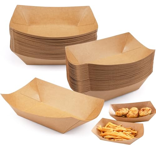 100 Piezas Cuencos de Cartón para Currywurst Patatas Fritas Ensalada