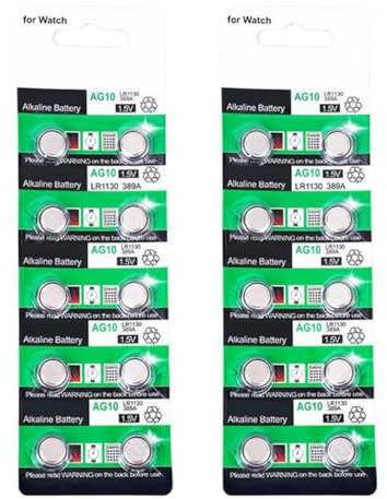 ZYHARUKO Lot de 20/10 piles bouton alcalines AG10 LR1130 LR54 1,5 V pour montres, calculatrices, jouets et petits appareils électroniques