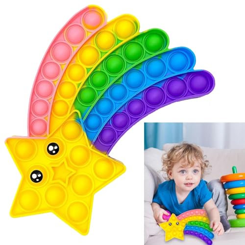 1 Stück Pop On It Spielzeug,Kinderspielzeug Plopper,Plopp Spielzeug,Pop Bubble,Popit Fidget Toy,Popit Für Kinder,Geeignet Zur Linderung Von Reizungen,Stressabbau(Farben des Regenbogens)