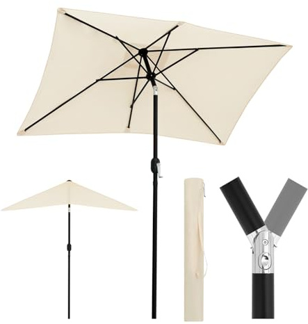 WOLTU Parasol de Jardin Inclinable, Parasol Déporté Rectangulaire avec Protection UV UPF 50+, avec Sac de Transport, pour Balcon/Jardin/Plage, 206x135cm Beige