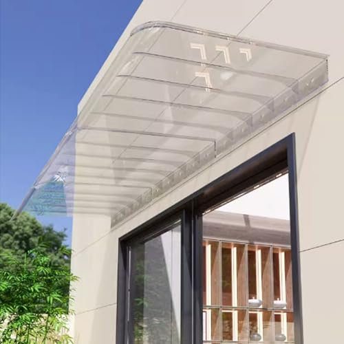 Outdoor Polycarbonate Door Canopy, Clear Curved, Facade Rain Protection, Self-Cleaning & UV Resistant, 50x210cm/20 x83