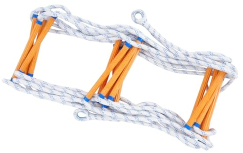 5/10M Strickleiter mit 4 Haken, Feuerleiter Tragfähigkeit bis zu 100/120kg Feuerfeste Rettungsseilleiter für Fenster Balkon Baumhaus Außen (10m)