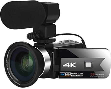 AUBEST Cámara de Video, Camcorder de cámara de Video 4K Ultra HD 56MP 3.0 Pulgada 16x Zoom Digital IR Visión Nocturna Vlogging grabadora videocámara(Standard,Nero)