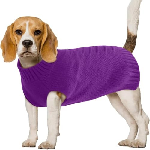 IECOii Hundepullover Grosse Hunde,Hundepulli Große Hund,Hundeshirt Grosse Hunde, Warmer Hund Weihnachtspullover,Ärmelloser Pullover Für Große Haustiere,Wintermännel Für Französische Bulldog,Lila,L