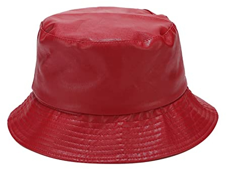 YCBMINGCAN Chapeau de Pluie Femme Imperméable & Chapeau de Pêcheur Homme, Chapeau Bucket Pliable au Look Métallique pour Festival, Style Années 90 Chapeau de Pêcheur Unisexe, #2 - Rouge, taille unique