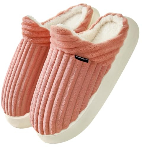Donpapa Pantofole Donna Uomo Ciabatte Invernali Peluche Casa Comode Schiuma Scarpe Memoria Morbida Antiscivolo Inverno Cotone Slippers Rosa chiaro 260
