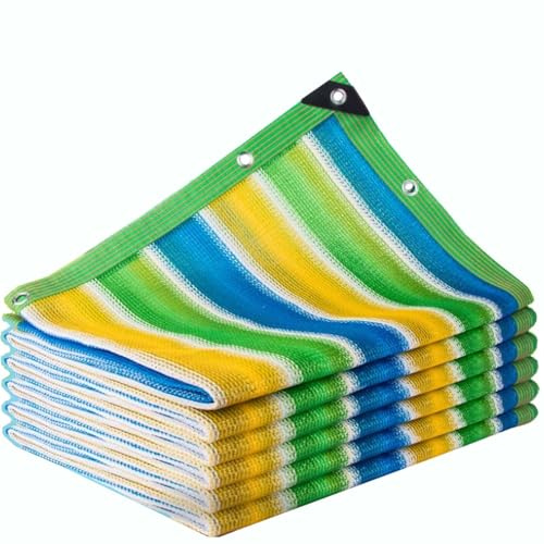 Tenda parasole multicolore, protezione UV 85%, traspirante, con occhielli, per spiaggia, patio, balcone, giardino, piscina, posto auto coperto, pergola, 6 x 14 m