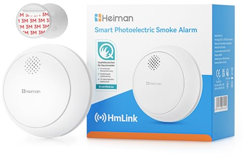 Heiman Detector de Humo Inteligente con Batería de Larga Duración 10 Años - Montaje Magnético - Certificación Q-Label EN 14604 - Alarma Incendios Inalámbrica Conectable para Hogar, Dormitorio