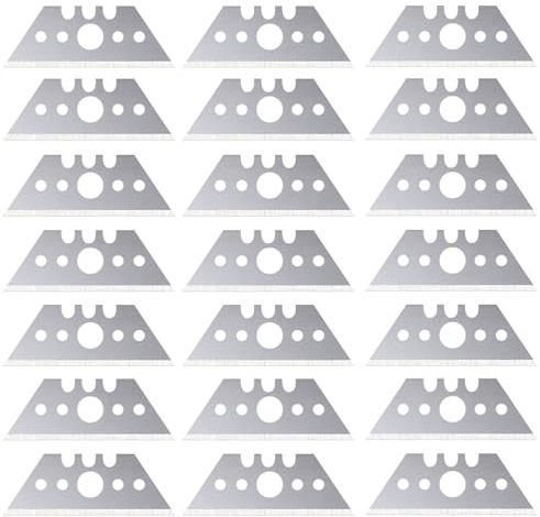 20pcs Lames Trapézoïdales de rechange originales 52x19x0.6mm Lames de Rechange Universal Couteau de sécurité Tranchant Utilisable Pour cutter de sécurité Rabot Placo