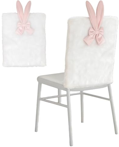 Coprisedia pasquale - Coprischienale per sedie con orecchie da coniglio, Coprisedili protettivi decorativi per feste, Coprisedie da cucina per la stanza del compleanno, Protezione per mobili rimovibil