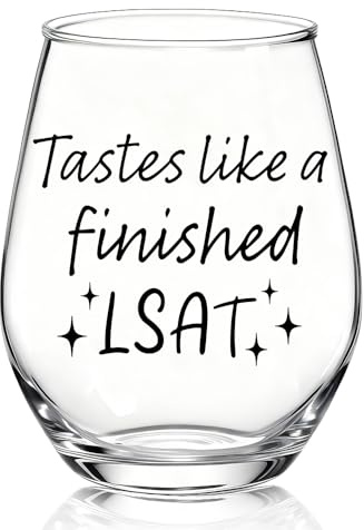 TOUNER Taste Like A Finished LSAT Stemless Wine Glass, Funny Law Exam Theme Wine Glass Gifts for Women Men LSAT Survivor, Law Student Humor Gifts for Women Men Pre-Law Future Lawyer Trainee Attorney
