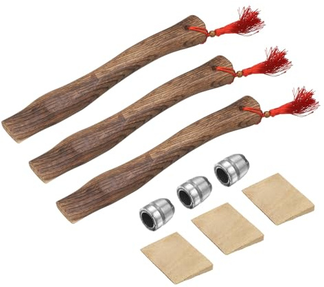 QUARKZMAN 3 Piezas Mango De Hacha De Madera De Reemplazo 13 Mangos Universales De Hacha De Nogal Americano con Cuñas De Madera Y Redondas para Hacha De Camping Y Jardín