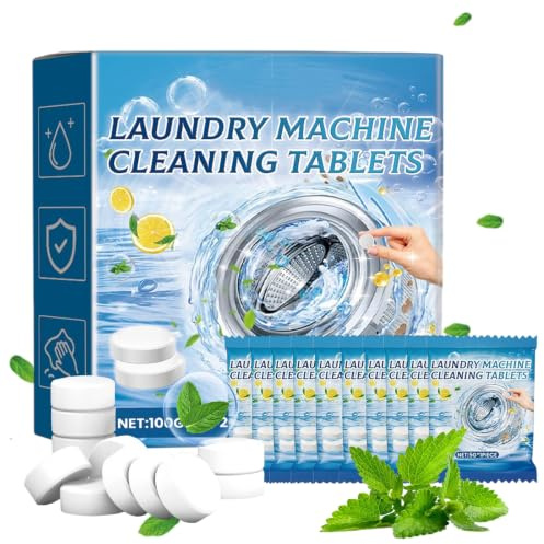 20 Stück Waschmaschinenreiniger Tabs Washing Machine Cleaner, Effektiv Entkalken und Reinigen, Entfernt Schmutz und Gerüche, für Alle Waschmaschinen Modelle, 100G