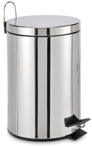 Pattumiera a Pedale 12 Litri in Acciaio Inox Grigio Diametro 25 cm Casa Ufficio