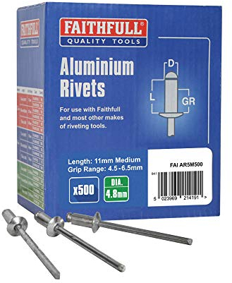 Faithfull Aluminium Rivets (500) 5MM Medium, FAIAR5M500