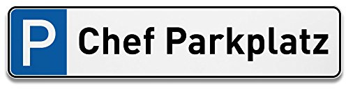 printplanet® Parkplatzschild Chef-Parkplatz - Schild aus 5 mm PVC Kunststoff - Größe 520 mm x 115 mm