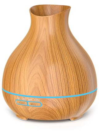 BZseed 550ml Essential Oil Diffuser,Ultrasonic Aroma Air Vaporizer with Timers,7 Colors Changing Lights for Large RoomHome, Baby Bedroom, Waterless Auto Shut-off(Brown)