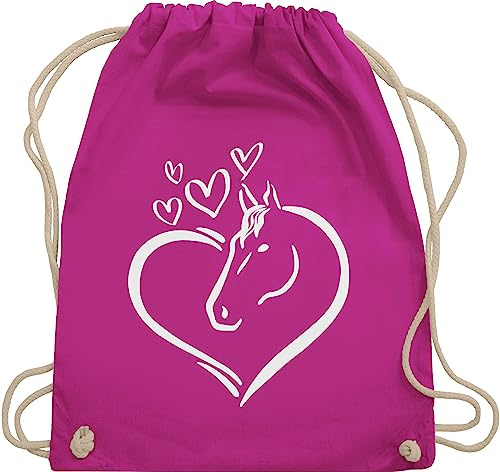 Turnbeutel Rucksack - Pferde - Taschen - Pferdeportrait - Unisize - Fuchsia - geschenke stalltasche pferd pferdeliebhaber horses juterucksack pferdebeutel reiten tiermotiv beutel pferderucksäcke