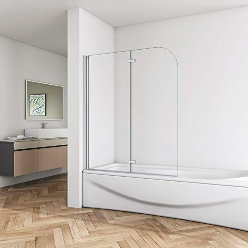 Huiyang 1000x1400mm Hinged 2 Glass Over Bath Shower Door Panel Folding Screen Reversible Nano