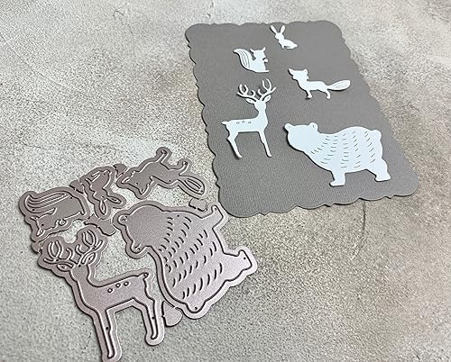 Stanzschablone cutting dies xmas woodlands ( Waldtiere Bär, Hirsch,Fuchs, Eichhörnchen & Hase) bis 4x5cm, 5-tlg