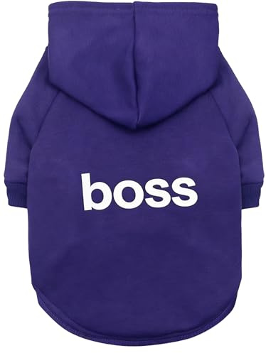 LtuzPet Hund Hoodie Boss Druck Hund Pullover Weiche Fleece Haustier Kleidung Warme Hund Jacke Mantel