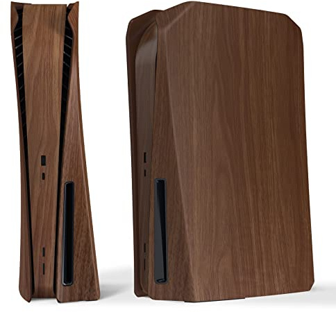 eXtremeRate eXcover Placas Compatible con ps5 Consola Disc Edición | Paneles de Carcasa Cubierta Frontal Placa Inferior Protectora para ps5 Consola - No Incluye Consola (Grano de Madera)