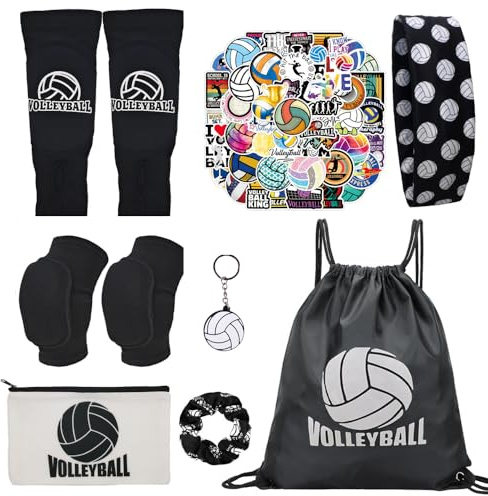 Aikelai Volleyball Gifts for Teen Girls Beginner, Volleyball Accessories for Youth, Volleyball Knee Pads Arm Sleeves and Drawstring Bag