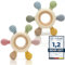 CAJA Beißring Baby - 2 Stück - Beißspielzeug Zahnungshilfe aus Silikon & Holz, Baby, BPA-frei, Tiermotive, Zahnen & Greifring für Babys - Sicheres Spielzeug (complexion + complexion A)