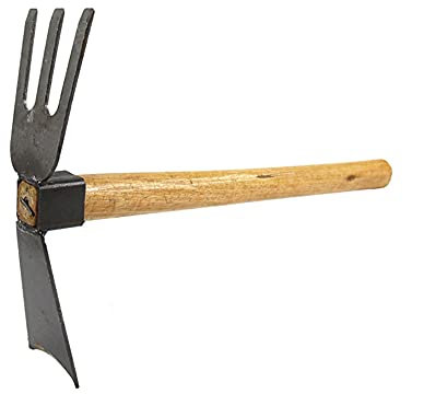 Azada pequeña，Azada de jardín Azadas Rastrillo Rastra Herramientas de jardinería Acero Ideal for cultivar y desmalezar Excavación Fertilización de suelo aireado Doble propósito