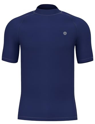 Mens UPF 50+ Rash Vest Rashguards Short Sleeve UV Surfing Shirt Beach Swim T-Shirt Water Sport Wet Top Active Base Layer Snorkeling Diving Sports Breathable Quickdrying Stretchy Flat Seams