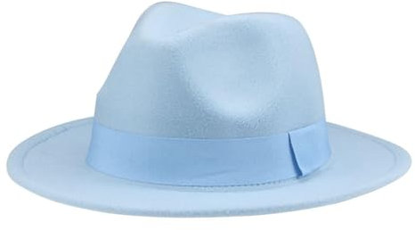 WUFANGBU Fedora Trilby Filzhut Hut Zylinder Kinder Filzhut Zylinder Jazz Hut Panamahut Vielseitiger Hut Cowboyhut 52-54Cm Himmelblau