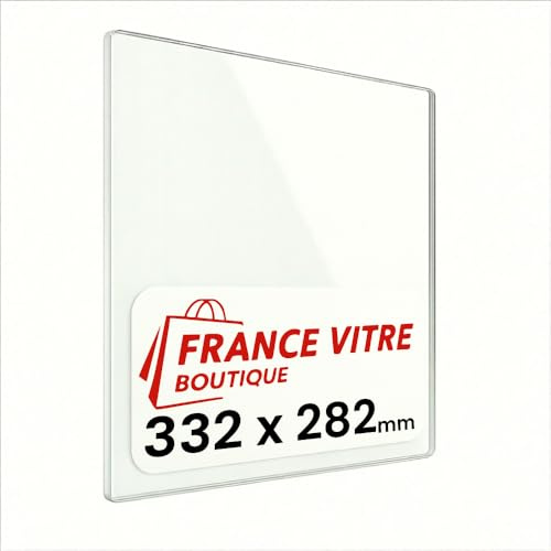 Invicta - modèle : 676903-foyer-700-selenic-vitre-laterale - 332 x 282 x 4 mm - Vitre d’Insert pour cheminée et poêle à Bois - Verre de Rechange Haute température - jusqu'à 800°C