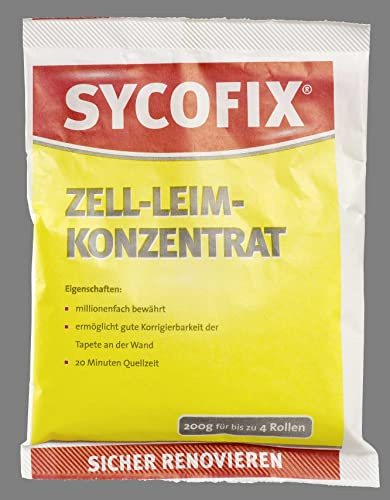 SYCOFIX Zell Leimkonzentrat, Umweltfreundlicher Kleister für Raufaser Papier und anderen leichten Tapeten, Pulver