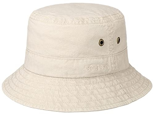 Stetson Delave Baumwollhut Anglerhut Herren Damen Bio-Baumwolle UV-Schutz 40 Packable Hut Frühjahr Sommer beige XL (60-61 cm)