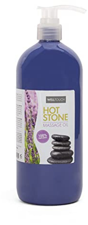 WellTouch Hot Stone Massageöl | Ideal für die Hot Stone Massage | Professionelles Massageöl | 100% Natürliche Zutaten | Füllmenge: 1000 ml