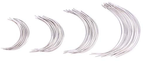 SUPVOX 48 Agujas Curvas Tipo C Para Coser a Mano Agujas Grandes De Ojo 4 Tamaños 2.0/2.5/3/3.5 Pulgadas Ideal Para Tapicería Manualidades Y Reparación De Cuero