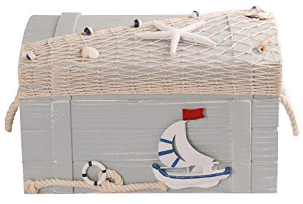 MYFAVORITES Coffre au trésor en bois au design estival (L 34 x 24 x 21 cm)