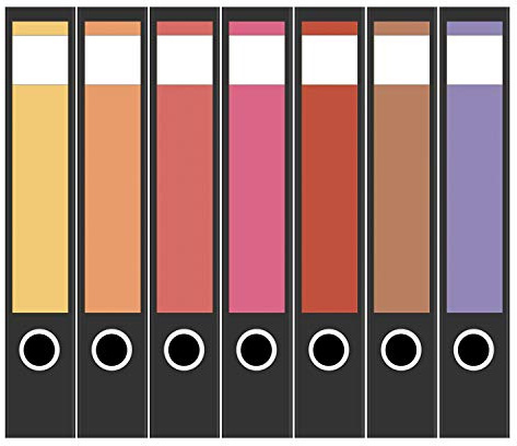 Ordneretiketten | 7 Aufkleber für schmale Akten-Ordner | Farb-mix Herbst 2 | selbstklebende Design Akten-Etiketten | Deko Sticker für Rückenschilder Ordnerrücken | zum Beschreiben