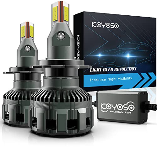 KOYOSO Bombillas H7 LED 36000LM 1800W LED Faros pour Coches Lenticular | Diseñado para faros lenticulares,Perfect Beam Mode, IP68,Easy Installtion Premium Copper Tubing &High-Speed Cooling Fan