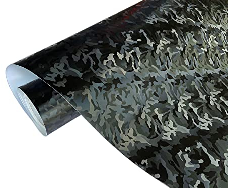 folimac 17,70€/m² 3D Ghost Schwarz Folie Hologramfolie Camouflage Autofolie Blasenfrei mit Luftkanäle Car Wrapping (1m x 152cm)