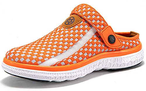 Träskor herr dam pantoletter trädgårdsskor sommar trädgårdstofflor andas halkfria sandaler, apelsin, 41 EU