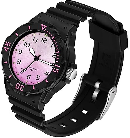 Uhren Damen Schwesternuhr Analog Sportuhr Silikon Armbanduhr Leuchtend 5 ATM Wasserdicht Leichte Uhr für Junge Mädchen Teenager Schwarz Gold Silber Blau Grün Rosa Violett Weiß Outdoor Watch Frauen
