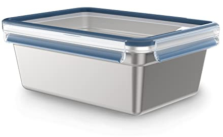 Emsa Clip&Close Edelstahl Vorratsdose, 3 l, leicht und hygienisch, Edelstahl 304, wasserdicht, gefriergeeignet, Backofen, Geschirrspüler, Clip-Deckel, deutsche Technologie N1150700