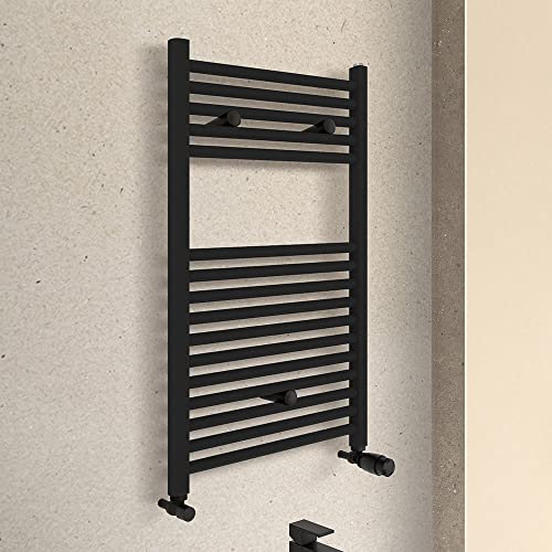 Termoarredo design Nero opaco 500x770 Interasse 450 mm INCLUDE Kit valvole