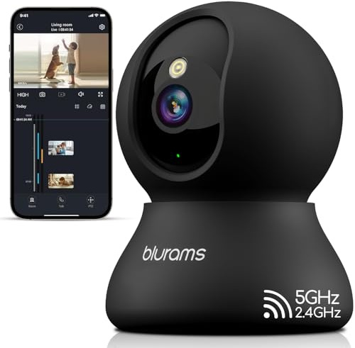 blurams Indoor Camera, 2K Pet Camera 360° Cameras for Home Security with Phone App, Motion Tracking, 2-Way Audio, IR Night Vision, Siren, Compatible with Alexa & Google Assistant