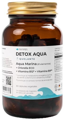 AMAR81| Suplemento alimenticio natural para Detox, Metales Pesados y salud intestinal | DETOX AQUA | 60 caps