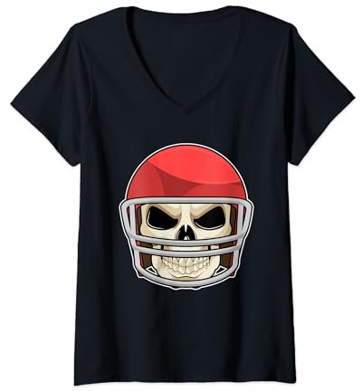 Damen American Football Footballhelm Sport T-Shirt mit V-Ausschnitt